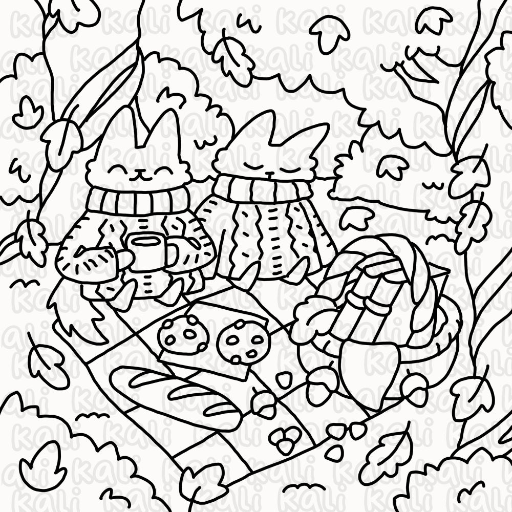 Picnic d'automne ~ Coloriage