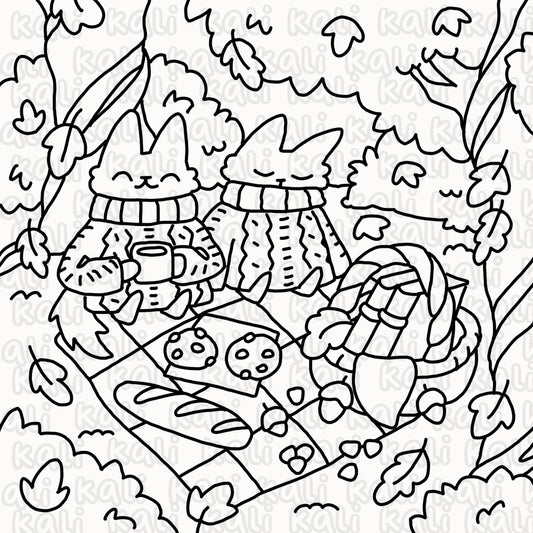 Picnic d'automne ~ Coloriage